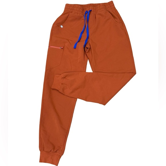 🧡 FIGS Zamora Jogger Scrub Pants Auburn Orange High Waisted Small Tall - Picture 6 of 16